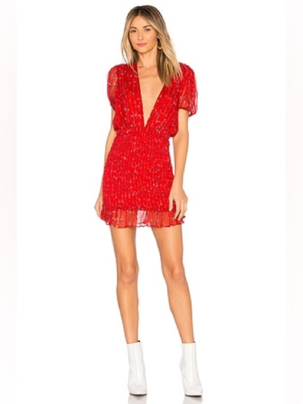Free People Baby Love Smocked Bodycon‎ in Red Combo.
